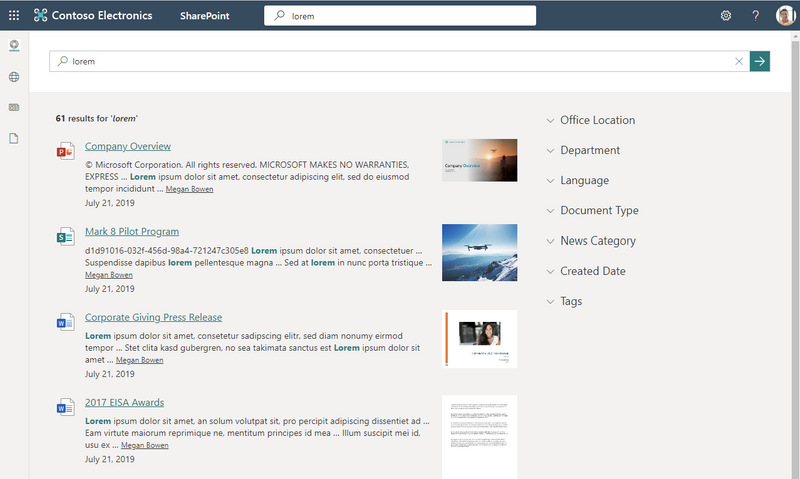 Adjusted Viva Connections Search Results