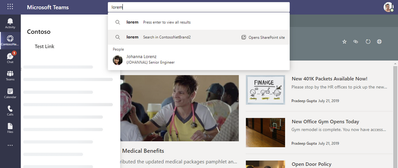 Adjusted Viva Connections Search Box